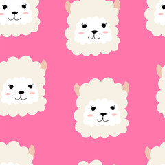 Seamless pattern with cute alpacas. Vector background © Felizabeth