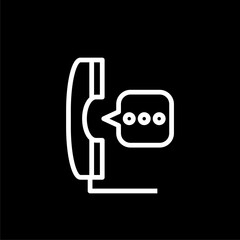  Telephone call and message outline vector icon. Symbol, logo illustration isolated on black background. 