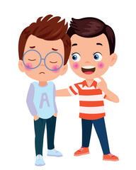 Fototapeta premium Cute little boy cartoon posing