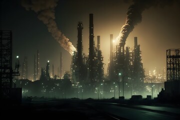 Industrial skyline at night