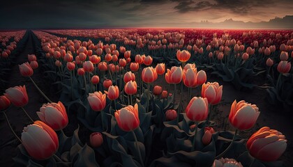 Field of tulips. Generative AI