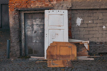 old door in the trash place