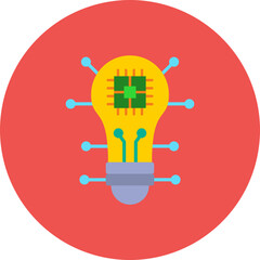 Bulb Multicolor Circle Flat Icon
