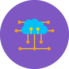 Cloud Computing Multicolor Circle Flat Icon