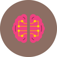Brain Multicolor Circle Flat Icon