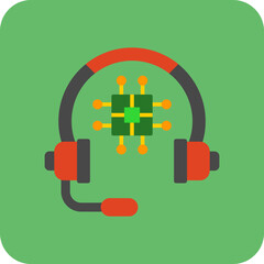 Headset Multicolor Round Corner Flat Icon