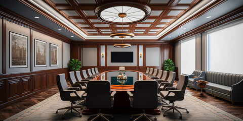 Elevate your business meetings with our executive conference room in a modern building, Generative AI