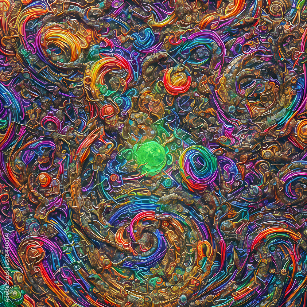 Aufkleber konzept: psychedelic wave art - created with hyperrealistic generative ai technology