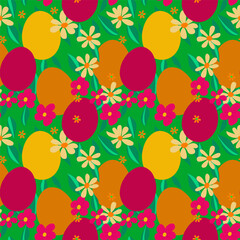 A set of seamless backgrounds with Easter eggs with a pattern, vector graphics 1000x1000 pixels.