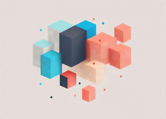 Naklejka premium Data sorting concept with blocks and graphs. Big data manipulation, collecting and management illustration. Generated AI.