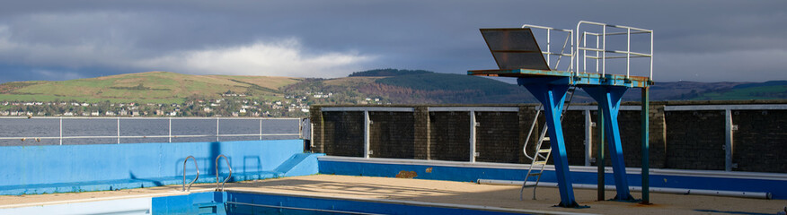 Outdoor open air swimming pool closing for maintenance in Gourock