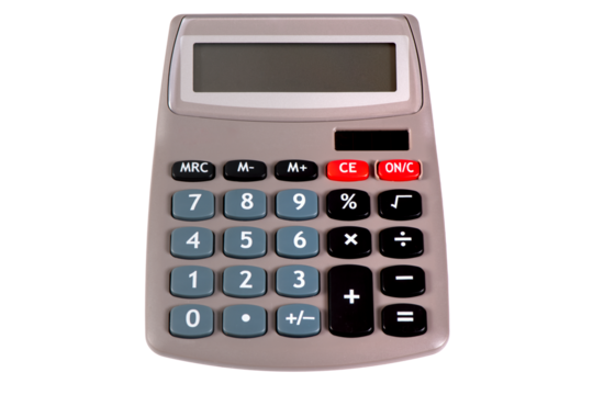 isolated calculator over transparent background