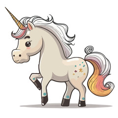 Obraz na płótnie Canvas Rainbow unicorn. Sweet and cute horse, unicorn. A colorful and funny pet. Colorful and fun cartoon illustration, vector for children.