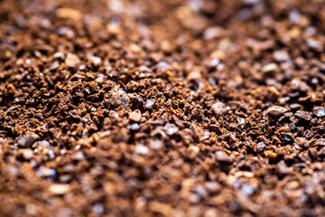 closeup of freshly ground coffee powder