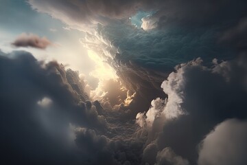 blue sky with clouds, dramatic clouds, created with AI, AI, generative AI