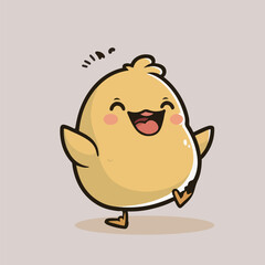 Yellow chicken, little chick. Sweet and adorable baby chick. A colorful and funny bird. Colorful, happy and fun cartoon illustration, vector for children.
