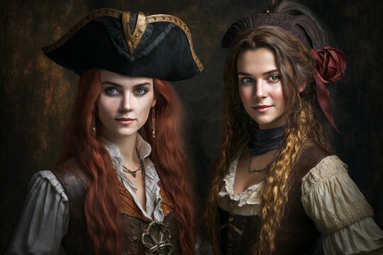 women in pirate costumes generative AI	