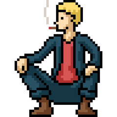 Fototapeta premium pixel art boy thug smoke