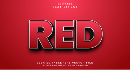 Editable text style effect - Red text style theme.