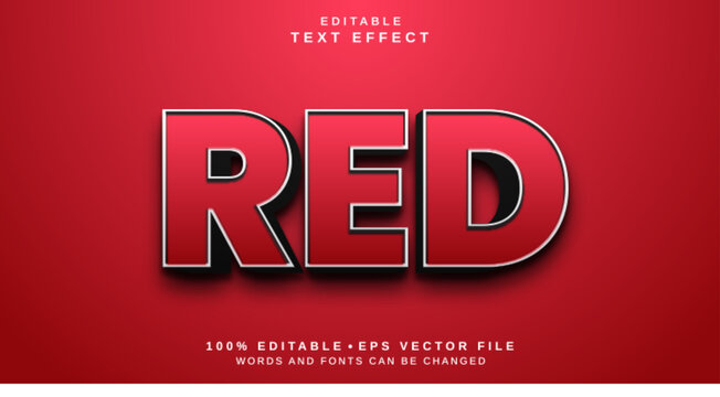 Editable text style effect - Red text style theme.