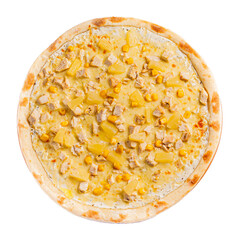 Pizza isolated on transparent background from top view set. Cropped remove background.