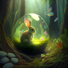 easter bunny in the grass - artificial intelligence