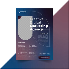 Gradient Business Flyer In Stylish Theme And Spiral Design For Promotive Creative Marketing Agency.