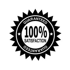 100% Percent Satisfaction Guaranteed Stamp Mark Seal Sign Black and White