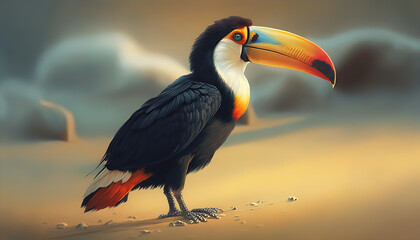 Fototapeta premium Toucan bird portrait on a beach