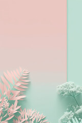 Fototapeta na wymiar Nature Pastel Pink and Mint Green Background with empty copy space for text - Nature Pink and Green Backdrops - Nature Pink and Green Wallpaper created with Generative AI technology
