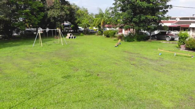 Drone view of a beautiful green garden during daytime 