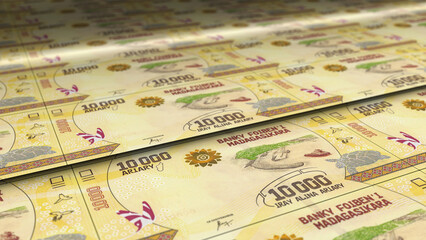 Madagascar Ariary note money printing concept 3d illustration