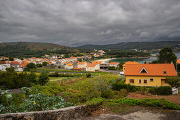 Small village on hilly terrain