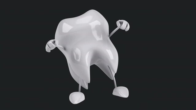 Fun 3D cartoon tooth dancing (with alpha channel)