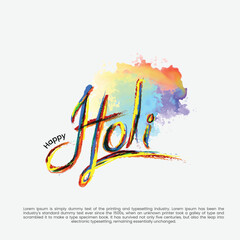 Happy Holi Vector Brush Stroke Typographic Illustration
