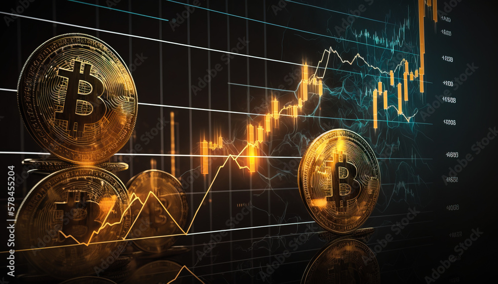 Wall mural bitcoin - join the bitcoin craze and start trading today. the graph shows its potential for profit -