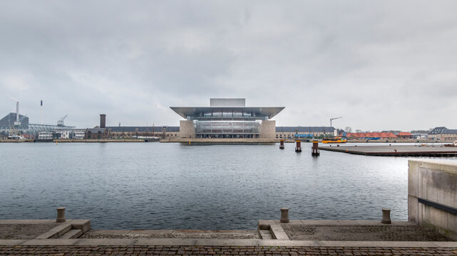 Copenhagen, Denmark - 12 Dec 2020: The Opera House It is located on the island of Holmen in central Copenhagen