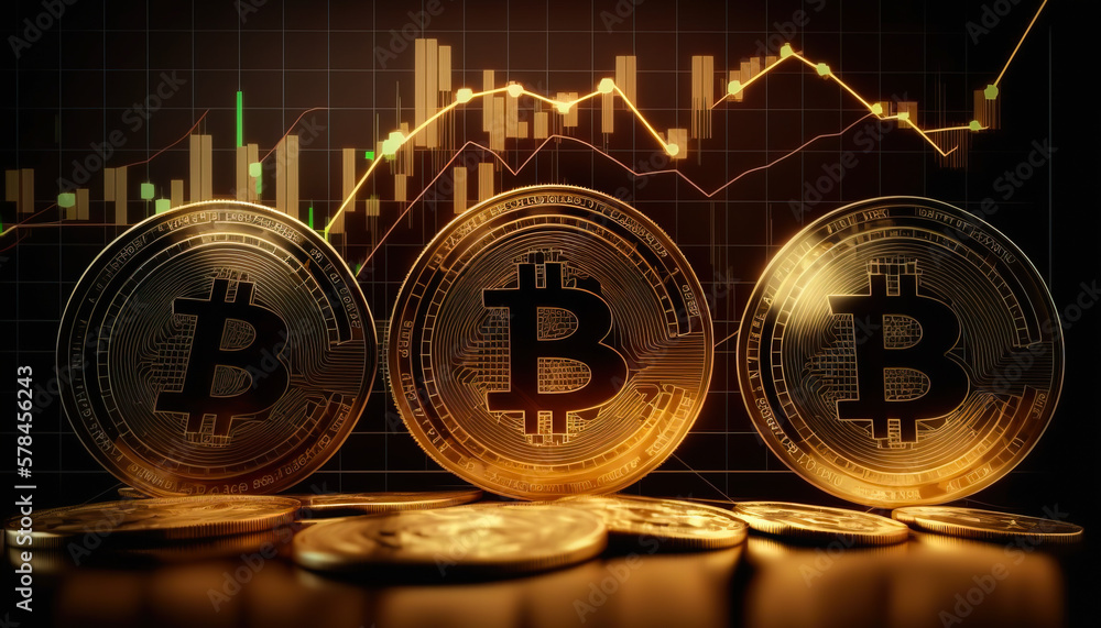 Wall mural bitcoin - join the bitcoin craze and start trading today. the graph shows its potential for profit -