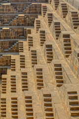 A panorama view across the giant Ancient Chand Baori Stepwell of Abhaneri