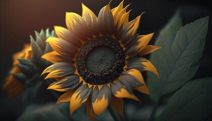 Sunflower Flower. Generative AI.