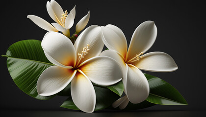Fototapeta na wymiar White Frangipani Flower. Generative AI.