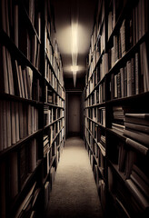 Storage of scientific books and literature. AI generated