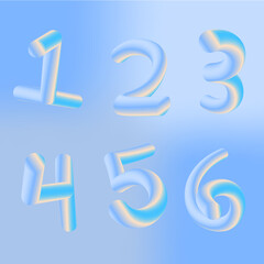 1 to 6 Gradient Numbers Vectors set 