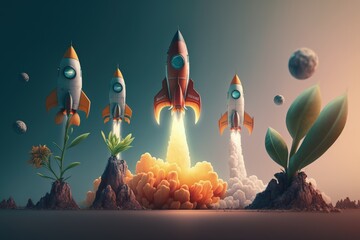 Different stages of launching a rocket, Concept of the different stages in the growth of a startup, Generative AI