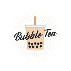 Boba, Bubble Tea, Tapioca Pearls, Dessert Asian Drink, Bubble Tea Logo, Boba Icon, Boba Drink, Menu Vector Illustration Background