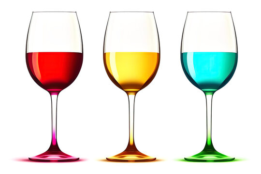Row of Three Wine Glasses - Post-processed Generative AI