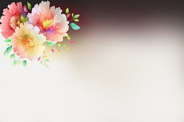 Greeting Card Watercolor Flowers Background - Post-processed Generative AI