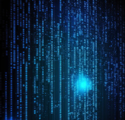 Abstract Blue Matrix Background Binary Computer Code Coding Hacker Concept Background Illustration - Post-processed Generative AI