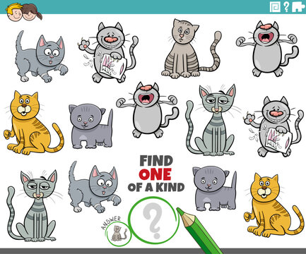 one of a kind game with funny cartoon cats and kittens