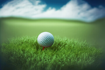 Precision on the Green: A Close-Up of a Golf Ball. Generative Ai